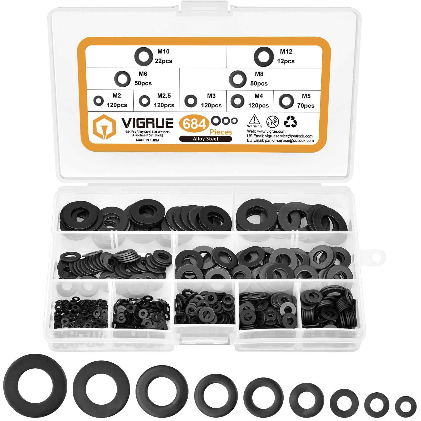 Vigrue 300 Pieces M2.5 M3 M4 M5 M6 M8 Stainless Steel Threaded Screws with Allen Keys