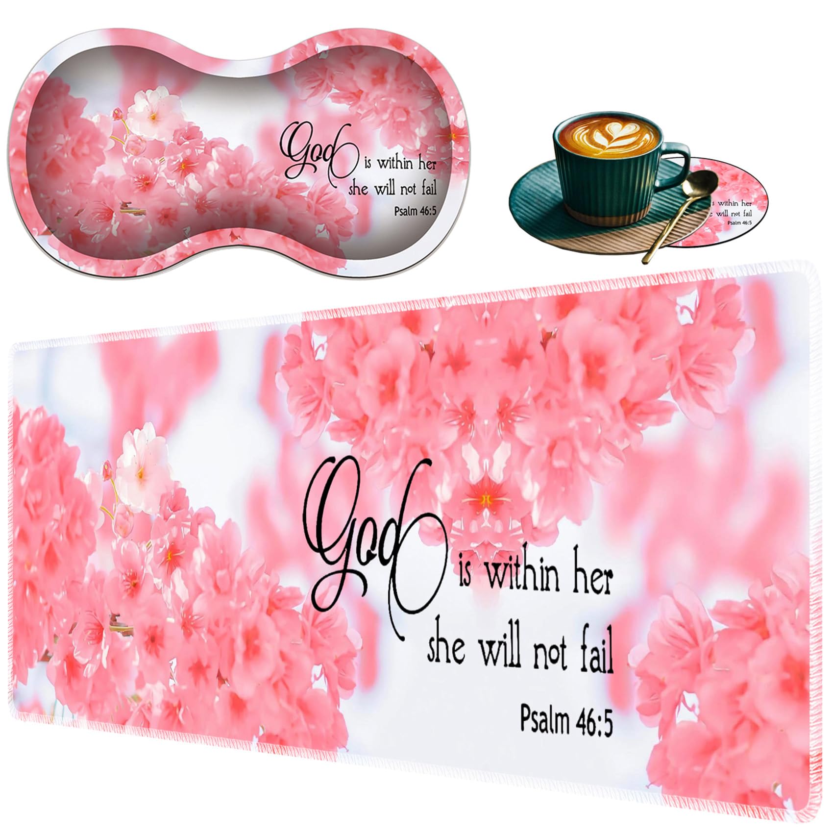 Large XXL Gaming Table Mat 31.5 "x 11.8", Ergonomic Mouse wrist Pad and Coaster Set, Non-slip Base, Memory Foam, Office and Home Pain Relief - Bible