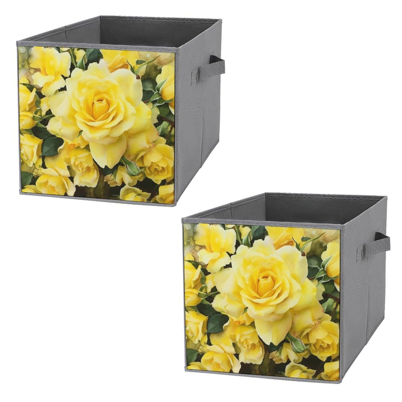 Boîtes de rangement pliables au motif rose jaune élégant et chic
