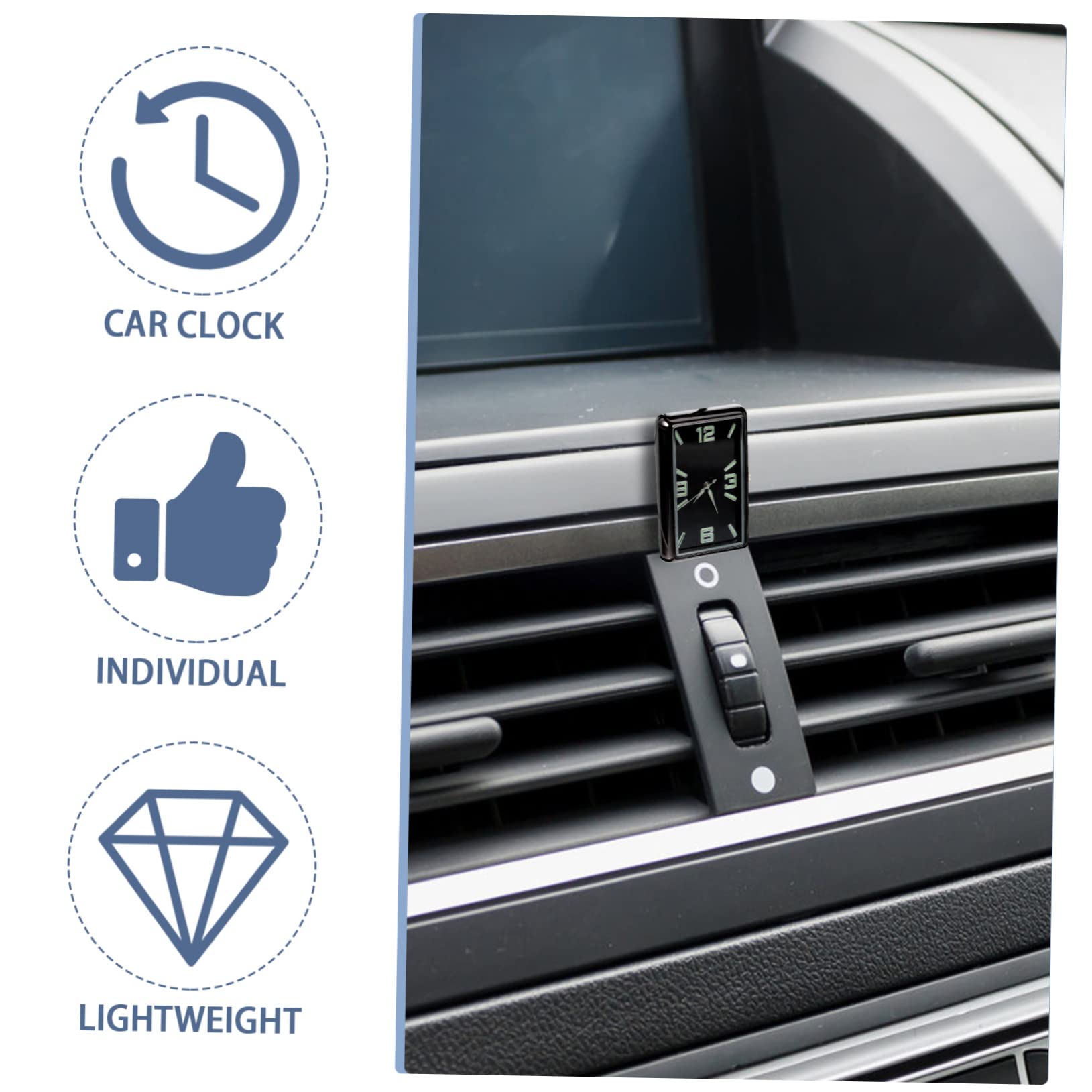 OUNONA 5piezas Reloj De Salpicadero Cuadrado Adhesivo Reloj Analógico Para Decoración De Automóviles Para Oficina y Hogar Diseño Elegante y Funcional Sin Obstaculizar La Visibilidad