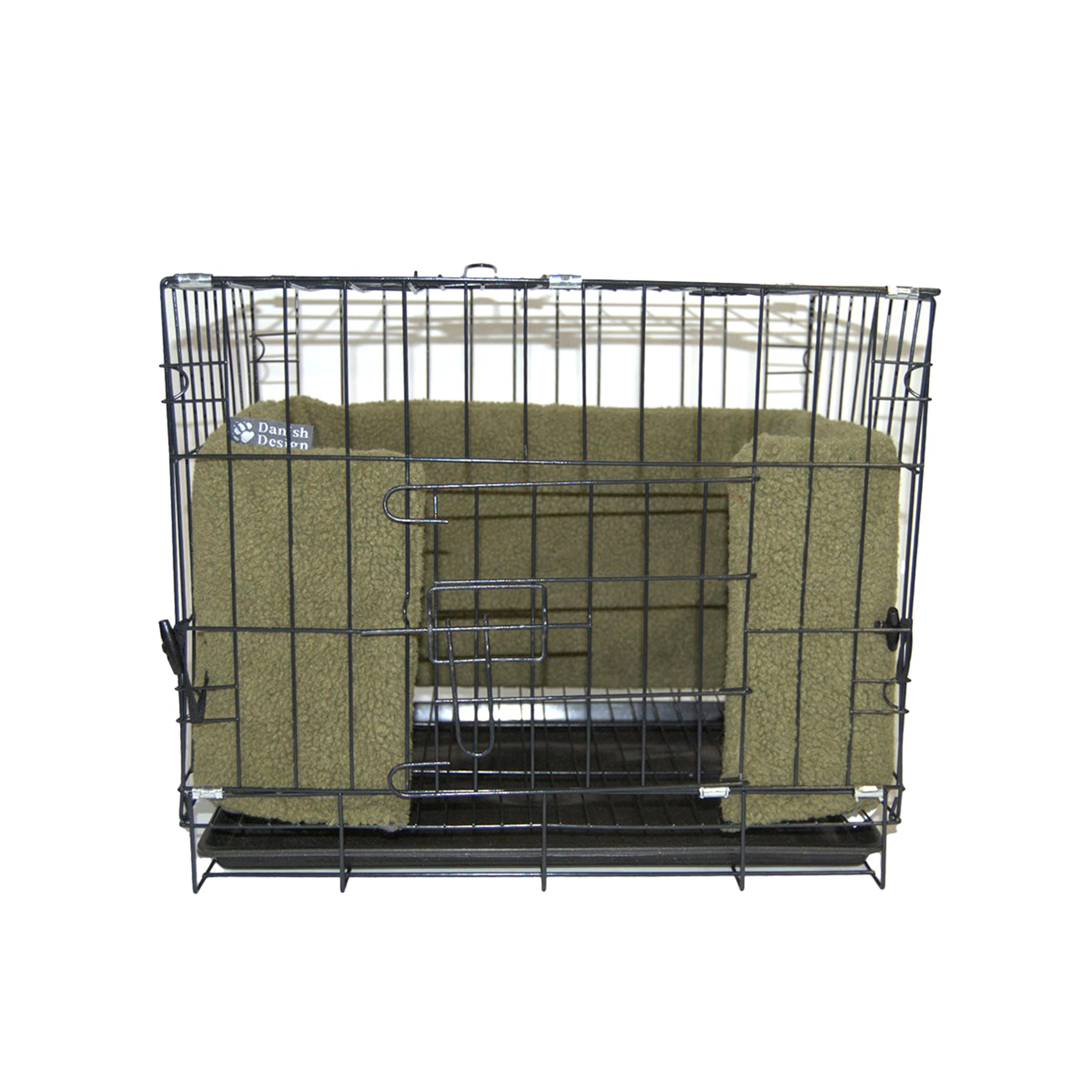 Danish Design Dog Crate Bumper - Sherpa Fleece, Ecoflex Recycled Filling - Olive - XL