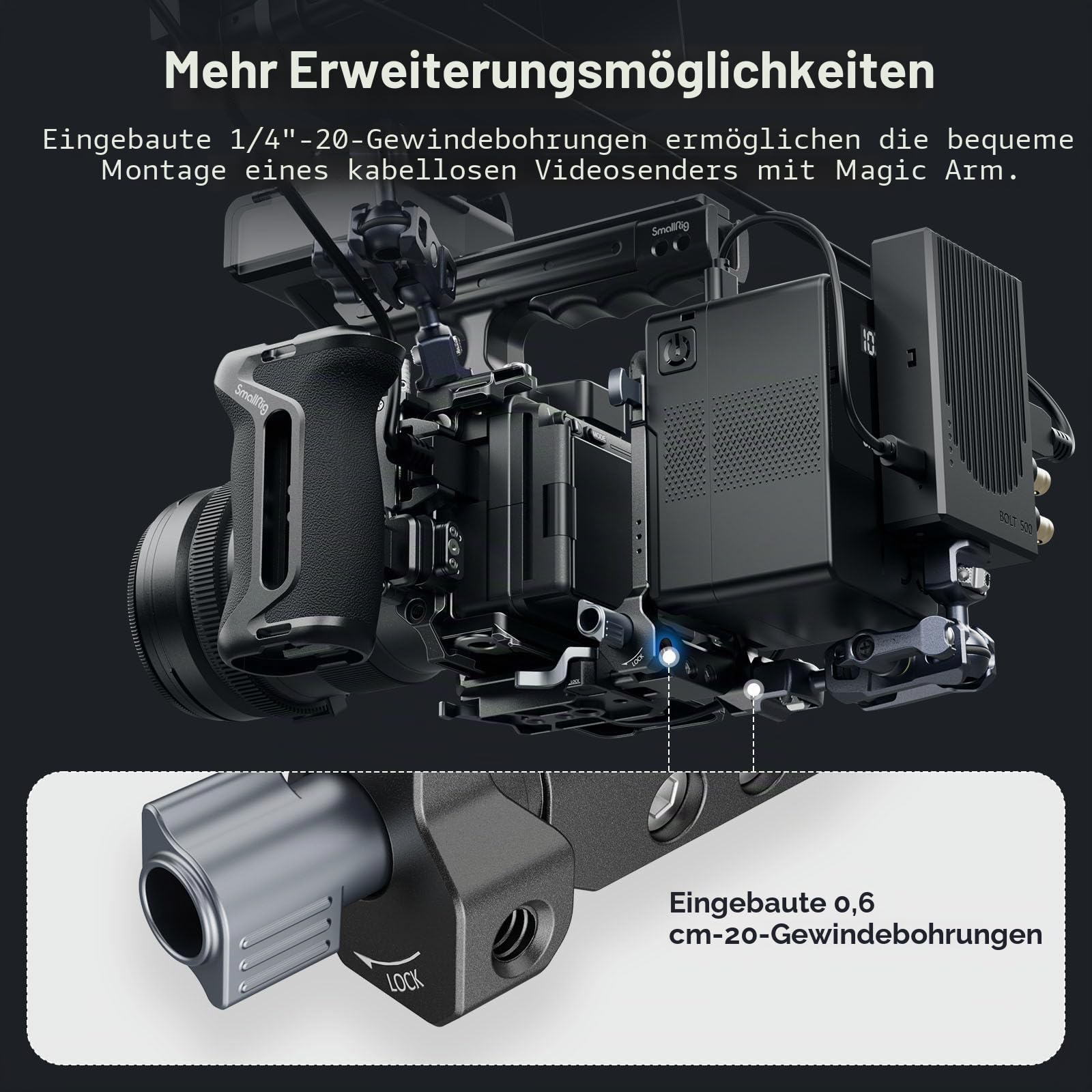 SMALLRIG V-Mount Battery Plate, V-Lock-Akku-Montageplatte mit doppelter Schnellwechselplatte für Arca-Swiss, kompakte und faltbare L-förmige V-Mount-Akkuplatte für DSLR-Kamera, Gimbals, Stativ – 4064B