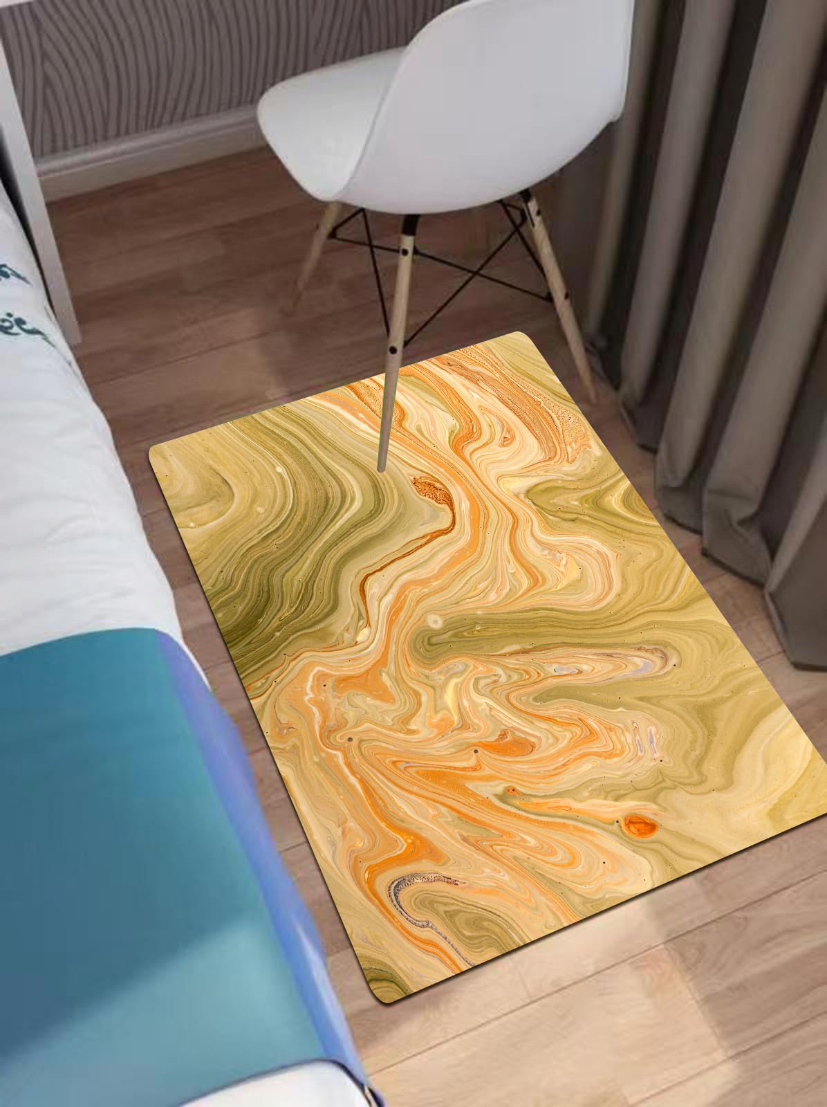 OHAGS Microfiber Soft Bath Mat,Non-slip Bathroom Mats,Machine-washable Shower Water Absorbent Bath Rug Durable,marble texture,24x35 in