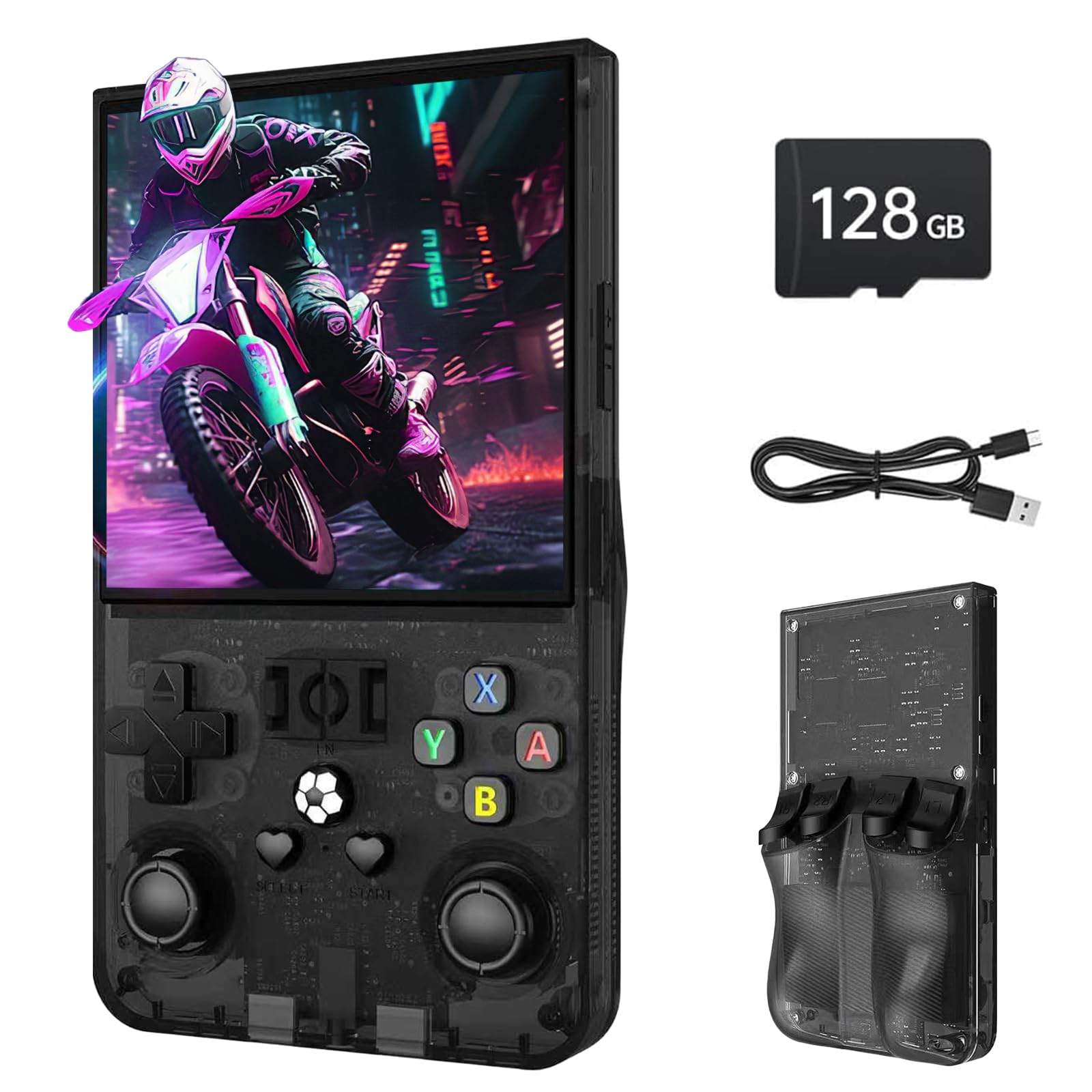 Febotak R36MAX Console di gioco portatile retrò R36S aggiornata con schermo IPS da 4 pollici, 128 GB di spazio di archiviazione, oltre 25.000 giochi e sistema operativo basato su Linux