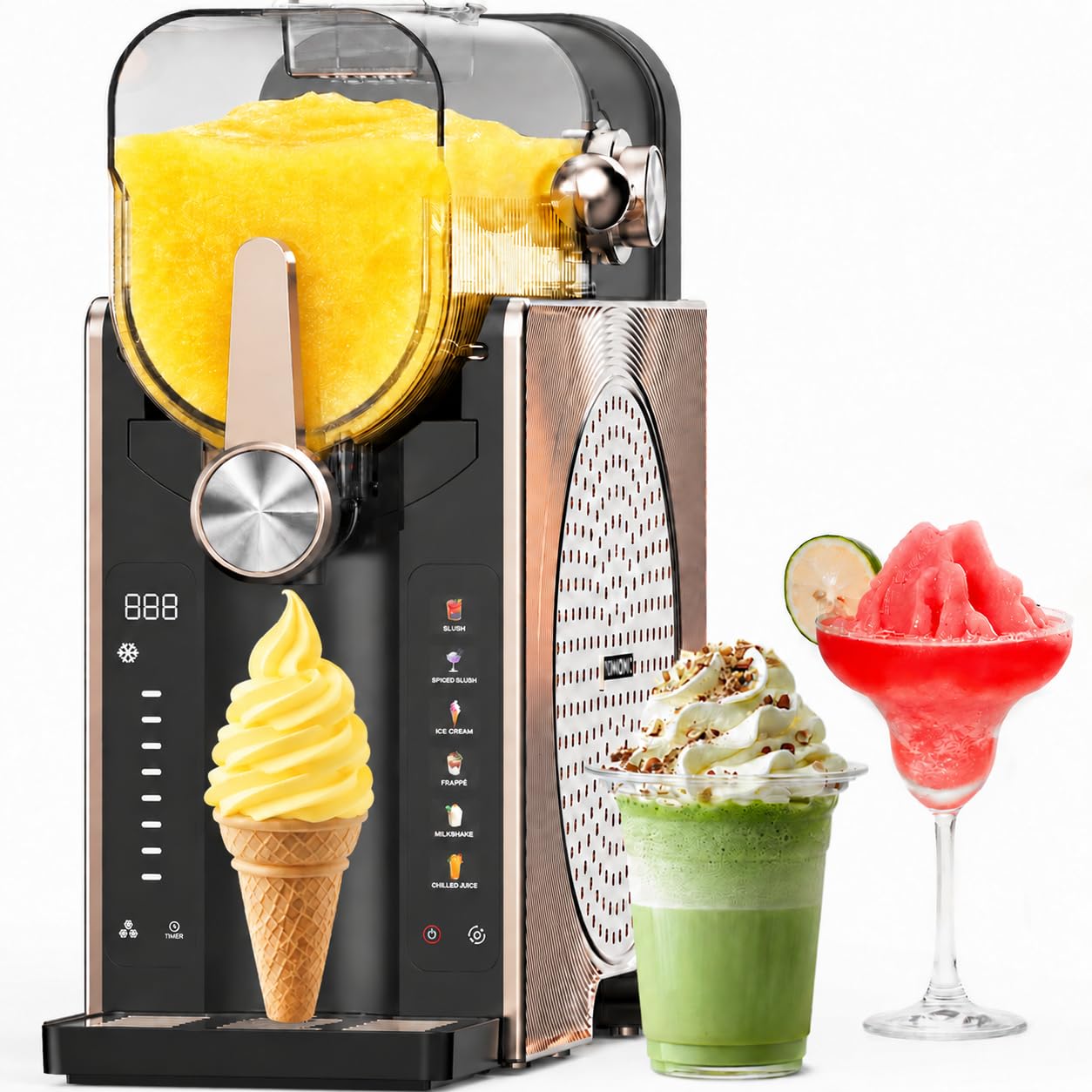 2,6L Slush Maschine & Softeismaschine, 6 Programme, 200 W | Slush-Maschine mit Eisbereiter – für Frozen Cocktails, Frappés & Milchshakes – 6 Programme, 45–60 Min., 12 Std. Kühlfunktion