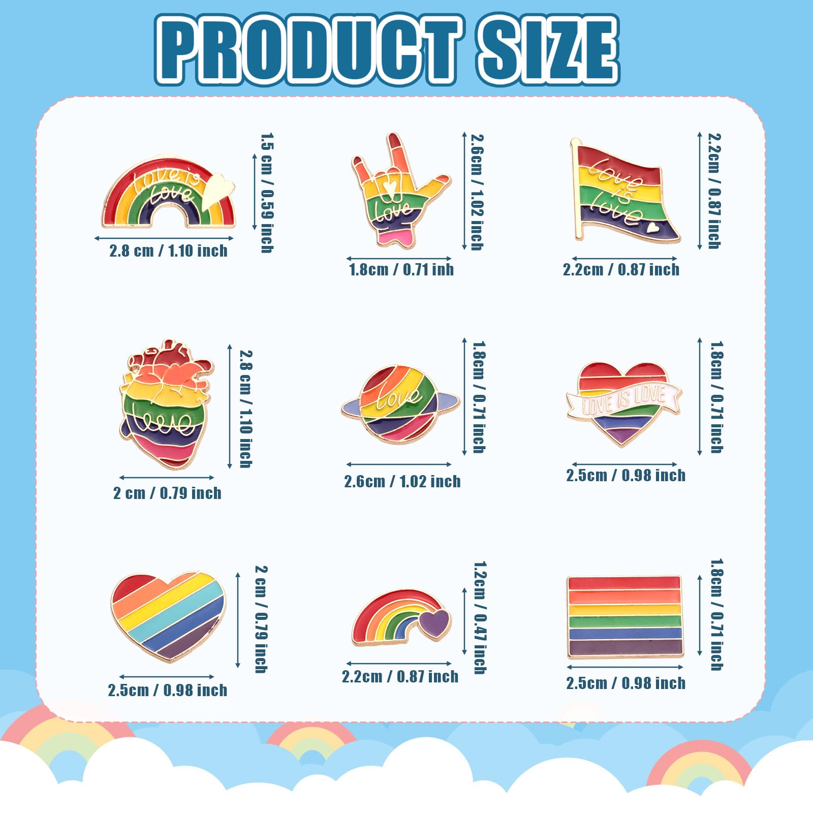 9 Sztuk Przypinka z Duma, Teczowa Duma Flaga Odznaka Gej LGBT Emalia Przypinki Duma Ally Pin Biseksualna Broszka dla Mezczyzn Kobiety Transplciowe Torby na Ubrania Kapelusze