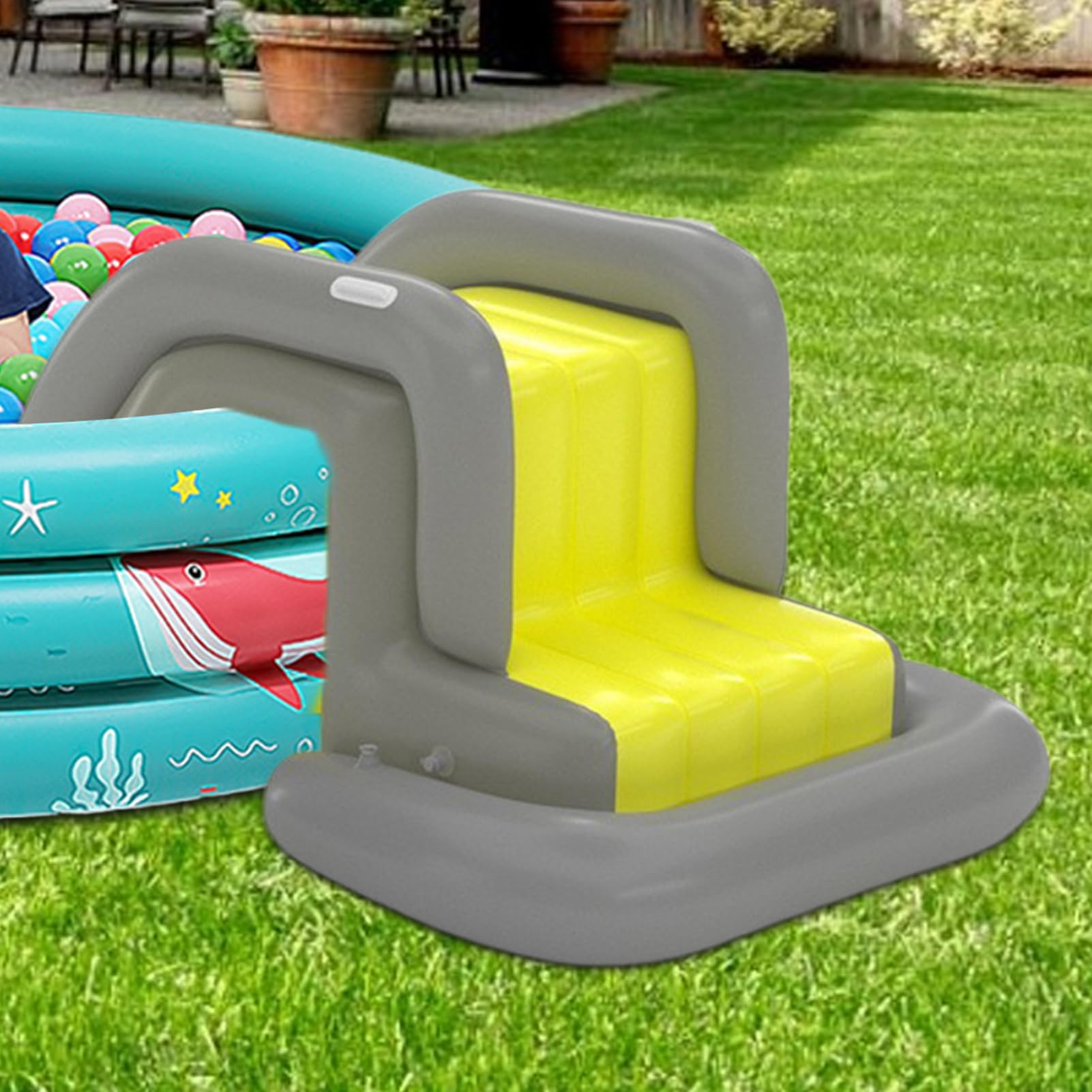 Poolrutsche, riesige aufblasbare Wasserrutsche, 185 x 90 x 94 cm, Sommer-Schwimmspaß im Hinterhof, robustes, rutschfestes Design, Partyunterhaltung im Freien, freundliche Wasseraktivität für Kinder un