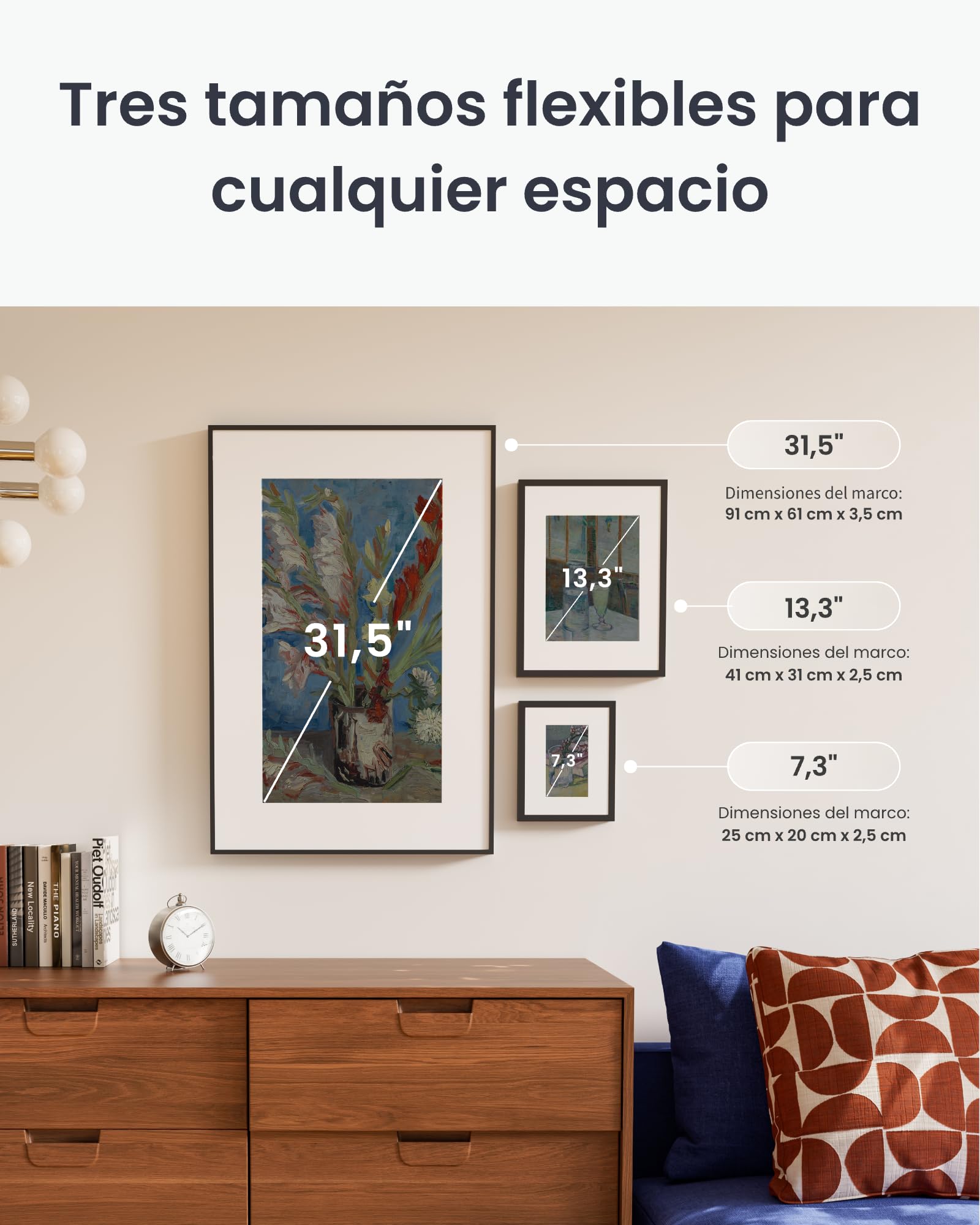 SwitchBot KI Art Frame, 13.3'' Marco de Fotos Digital inalámbrico, Marco de Fotos de Tinta electrónica, batería de Larga duración, Mesa y Montaje en Pared, Compatible con Alexa, Arte generado por IA