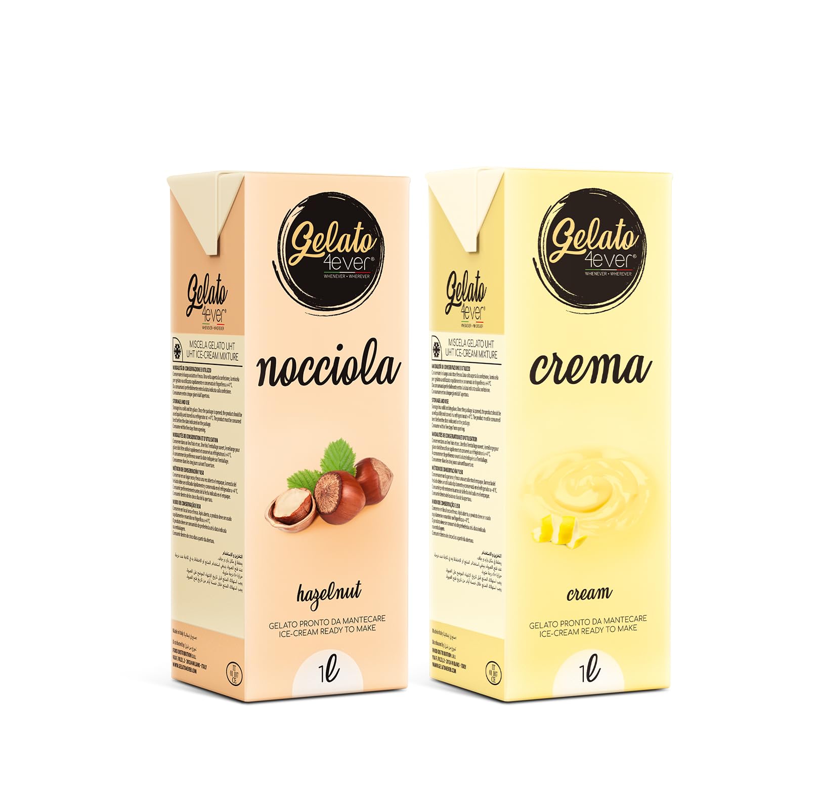Gelato 4ever - Preparado para helado listo para mantecar, Double Pack, fácil de preparar, compatible con todas las máquinas para helados como Ninja Creami, Magimix, HKoenig, 1 litro para brick