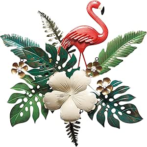 Amazon.com: Hicarer Metal Flamingo Wall Decor Summer Flamingo Floral