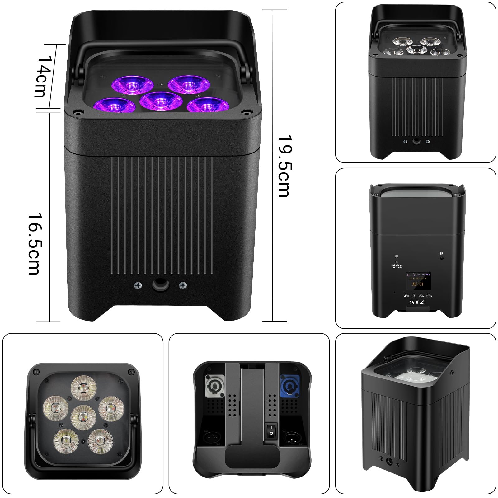 108W RGBWA UV Batteria LED Par 6in1 Spot Luce di scena ricaricabile DMX