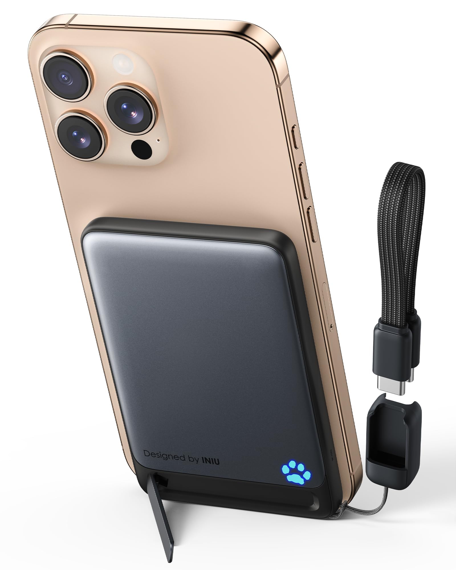 for MagSafe Portable Charger, Ultra Slim 5000mAh Magnetic Power Bank, Qi2 Certified 15W Fast Charging, with USB C Cable & Stand, MagSafe Compatible Battery Pack, for iPhone 17 16 15 14 13 12 Only