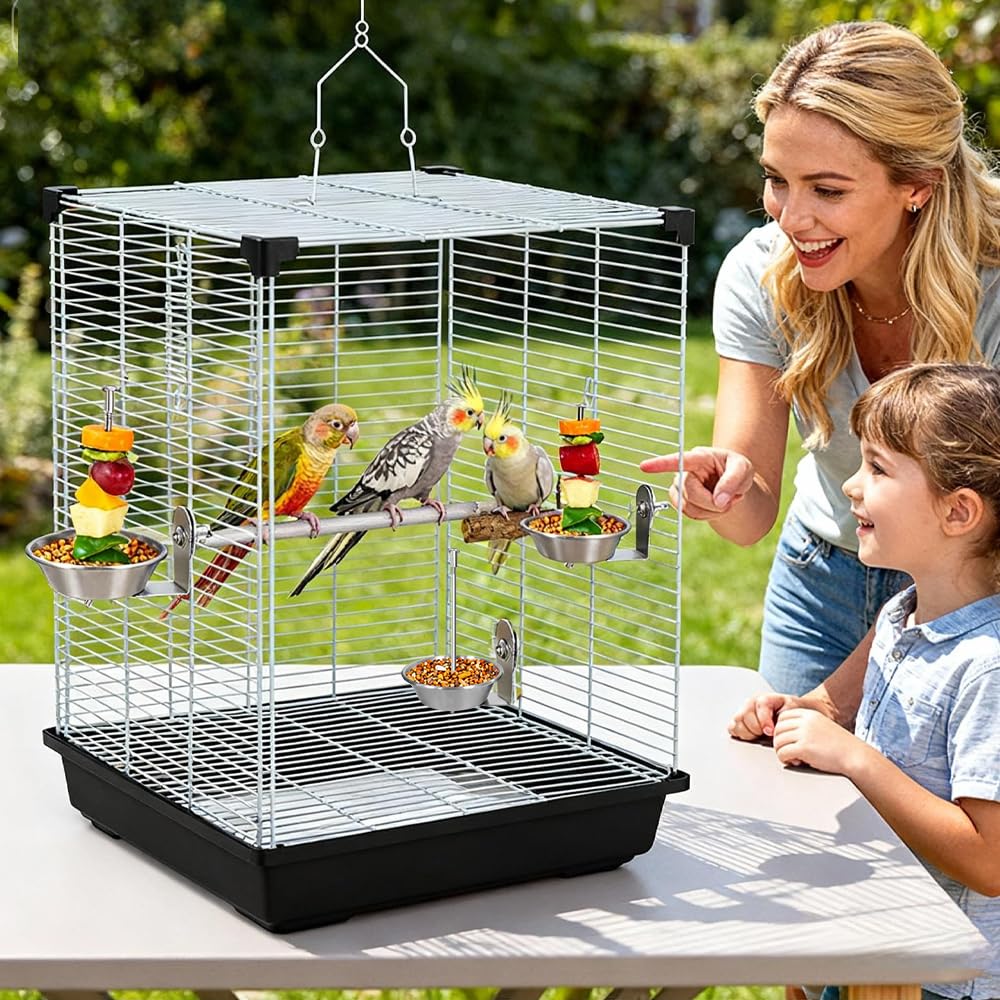 Set of 1 Bird Cage Feeder for Vegetable & Fruit, Parrot Fruit Holder with Dish Bowl Design to Keep Clean, No Mess Bird Food Veggies Skewer for Parakeets, Cockatiels, Lovebirds, Budgies, Conures - image 6