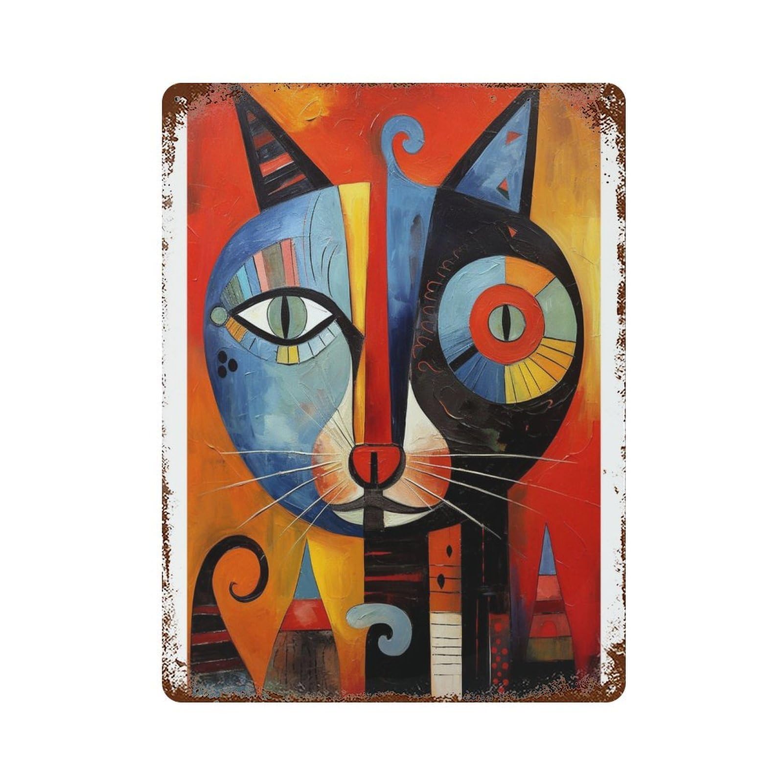 xiaoxiaoshen Abstract Picasso Style Cats Bold Artistic Cat Modern Décor Wall Decor Art Metal Tin Poster Modern Home Decor Art Home Bar Shop Decorations Vintage Sign 40x30cm