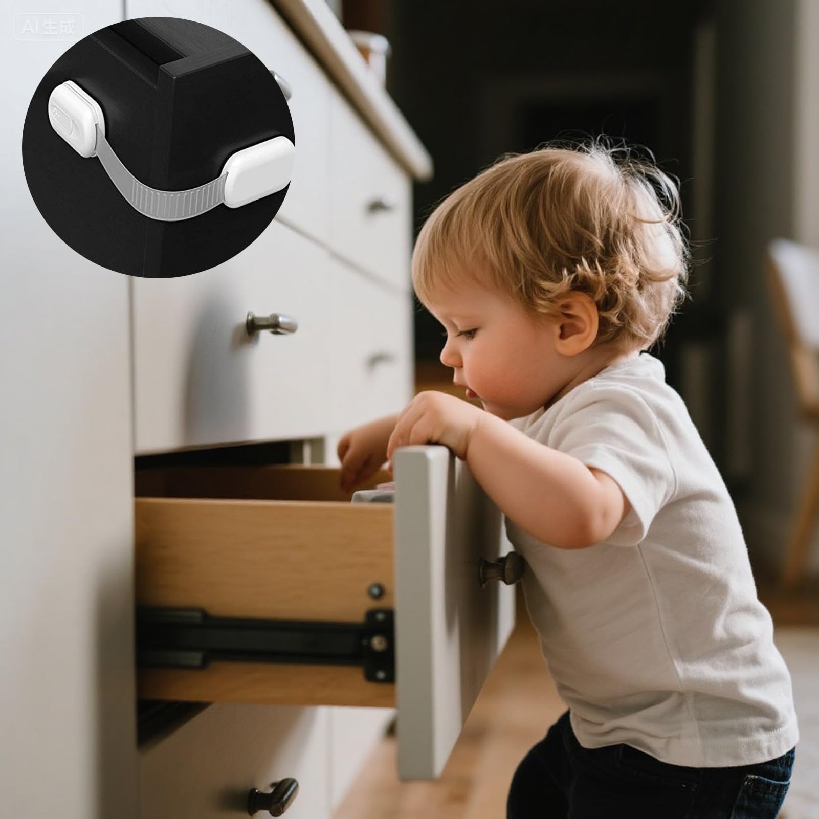 Bloque Porte Bébé Sécurité Placard Enfant avec Adhésif Fort, Fermeture Placard et Bloque Tiroir, Protection Durable Sans Perçage