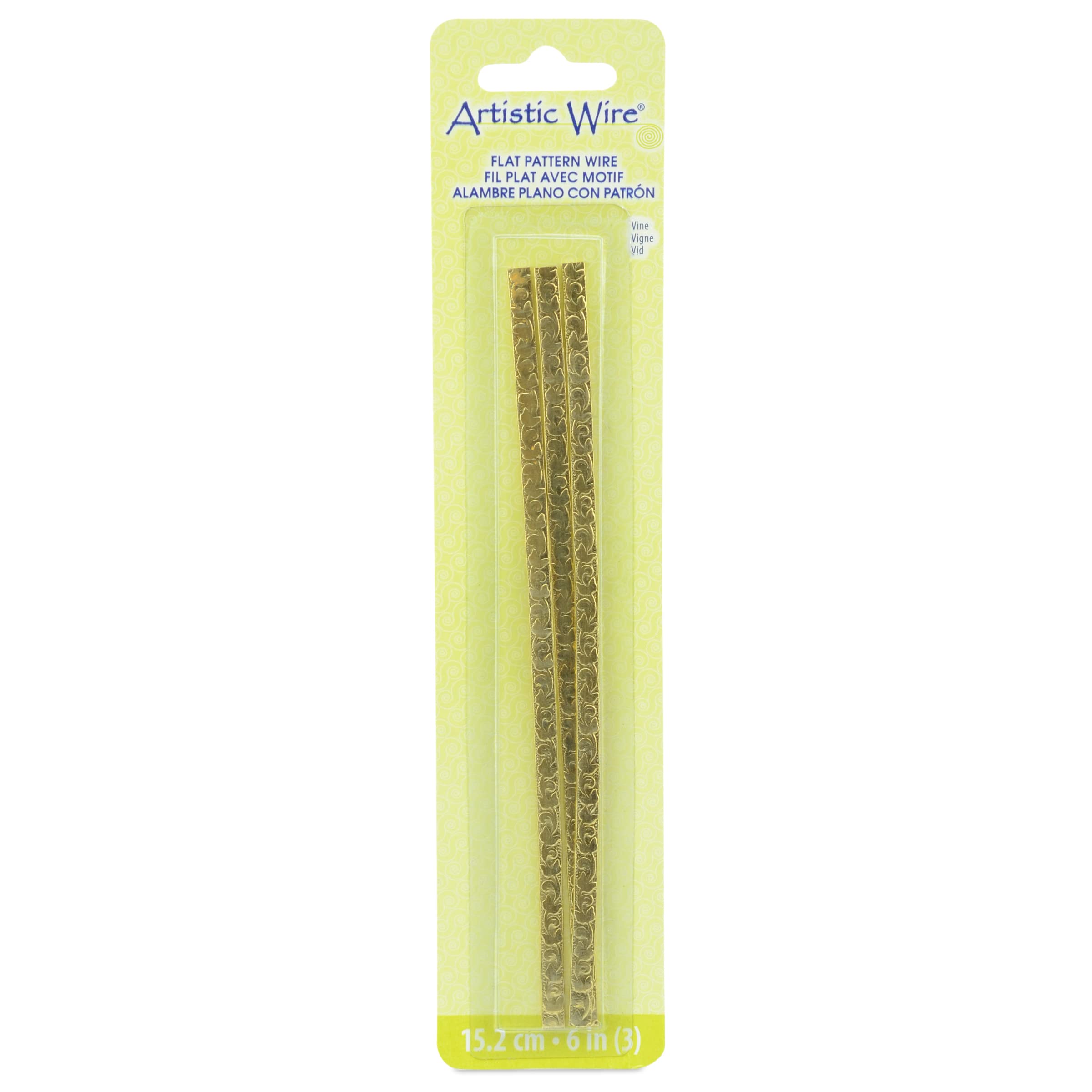 Alambre plano de latón artístico de 6" con elegante relieve texturizado Vine