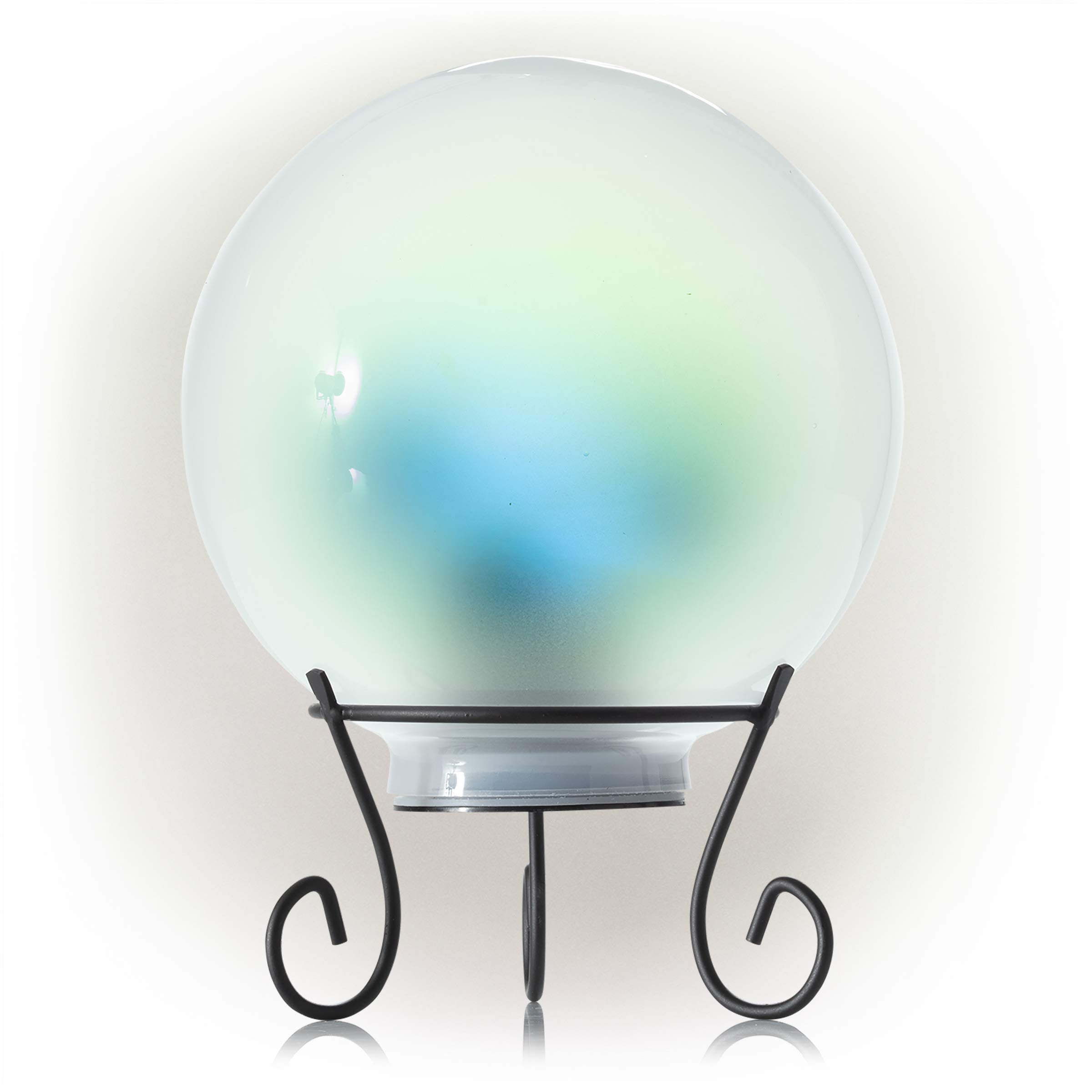 Photo 1 of Alpine Corporation HGY312ACC-TM Gazing Globe with LED Lights, 10 Inch Tall, White Multicolor Led Globe 10 Inch