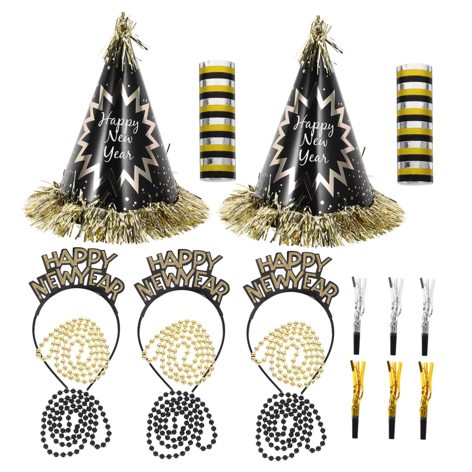 HOOTNEE 1tasche Neujahrsfeier Set Mit Partyhüten Bead-neklace Kopfband Und Lärmmachern Dekoration Für Unvergessliche Silvesterpartys Sicher Und Leicht
