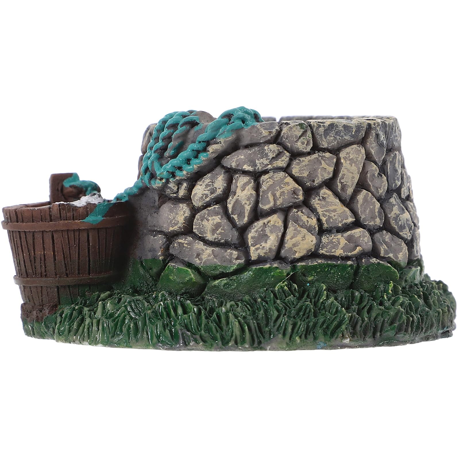 Kisangel Miniature Terrarium Bridge Figurine with Resin Well Planter Pot Moss Micro Landscape Decoration for Aquarium and Fairy