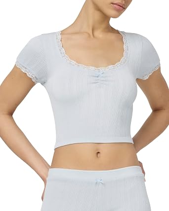 florence by mills Womens Villa Collection Pointelle Short Sleeve