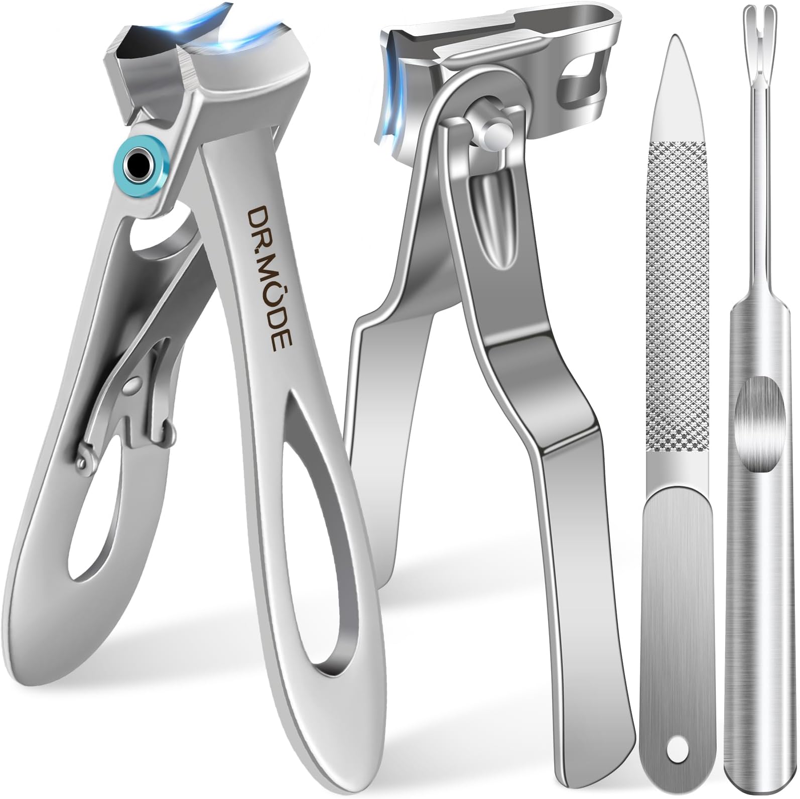 Nail Clippers for Men Thick Nails - DRMODE 16MM Wide Jaw Opening Extra Large Toenail Clippers & Easy Grip 360 Degree Rotary Fingernail Clippers for Seniors Nail Cutter with Nail File Cuticle Trimmer
