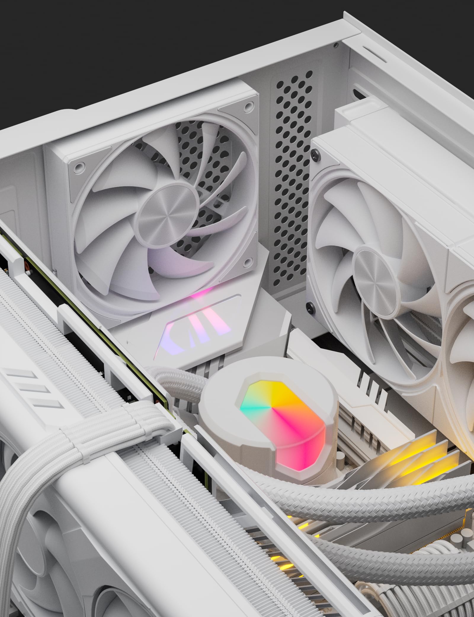 【格安！】白pc ケース、ファン4つ付き！cpuクーラー付き PCケース 【 白鷺城 】 白 RGBファン4基 水冷対応 ゲーミング MicroATX