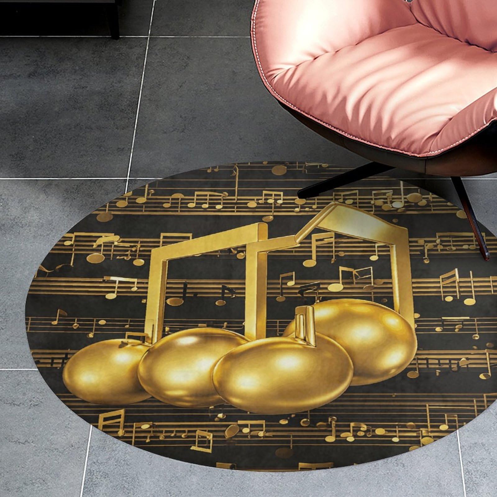 Tapis rond en velours corail de qualité supérieure fini doré pour intérieur
