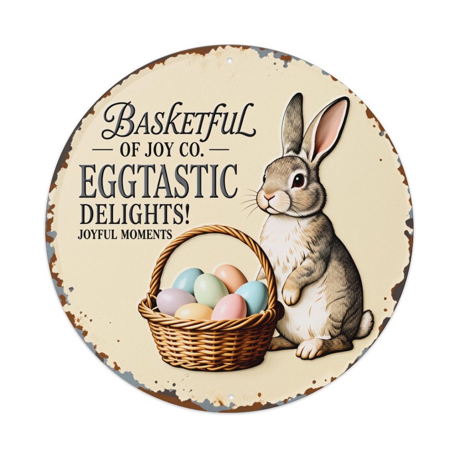 Basketful Of Joy Co Eggstatic Delights Joyful Moments Metal Tin Sign Plaque