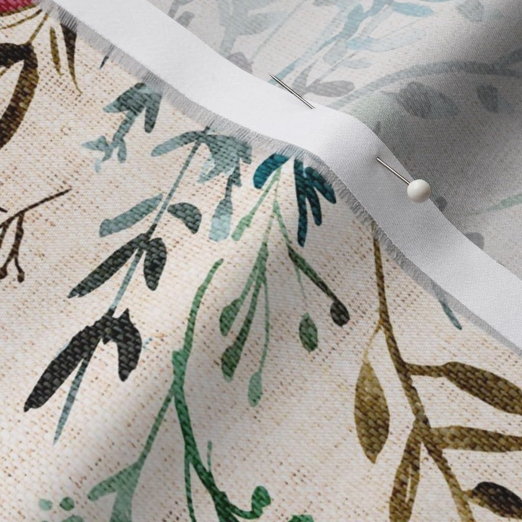 Spoonflower Fabric - Floral Spring Large Scale Pink Vintage Garden Feminine Beautiful Printed on Organic Cotton Sateen Fabric by The Yard - Sewing Quilting Apparel Home Decor