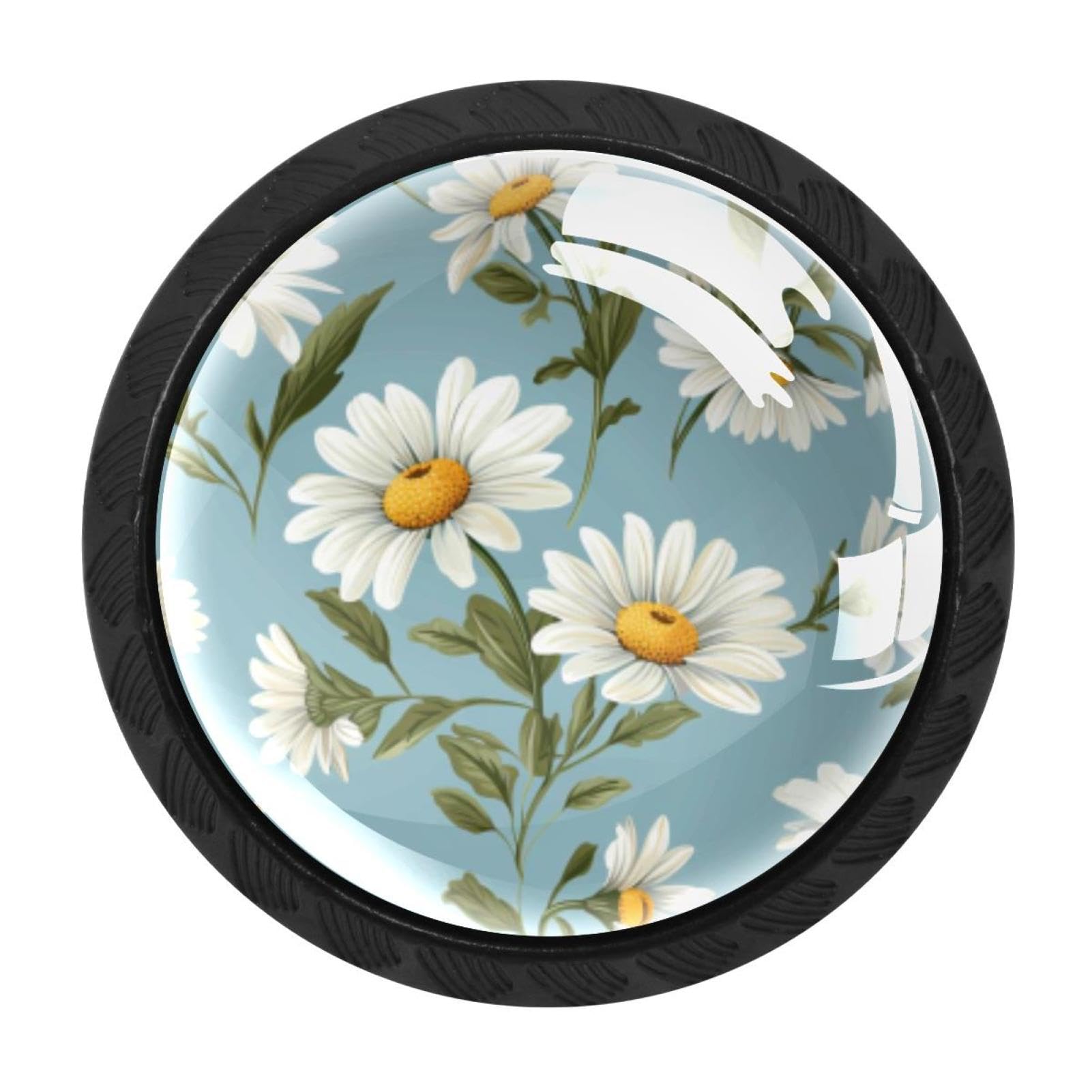 Chenzzzz Multicolored 09 4 Pack Round Cabinet Knobs For Kitchen Bathroom Closet Dresser Cabinets, Daisy