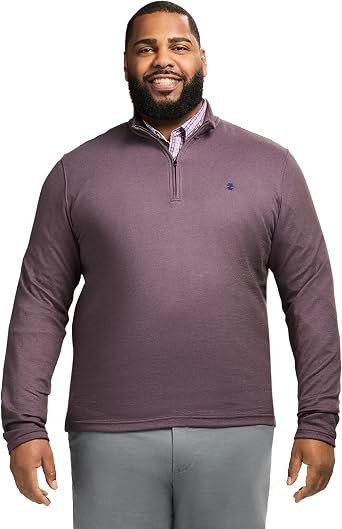Izod Mens Big & Tall Performance Comfort Quarter Zip Long Sleeve Shirt