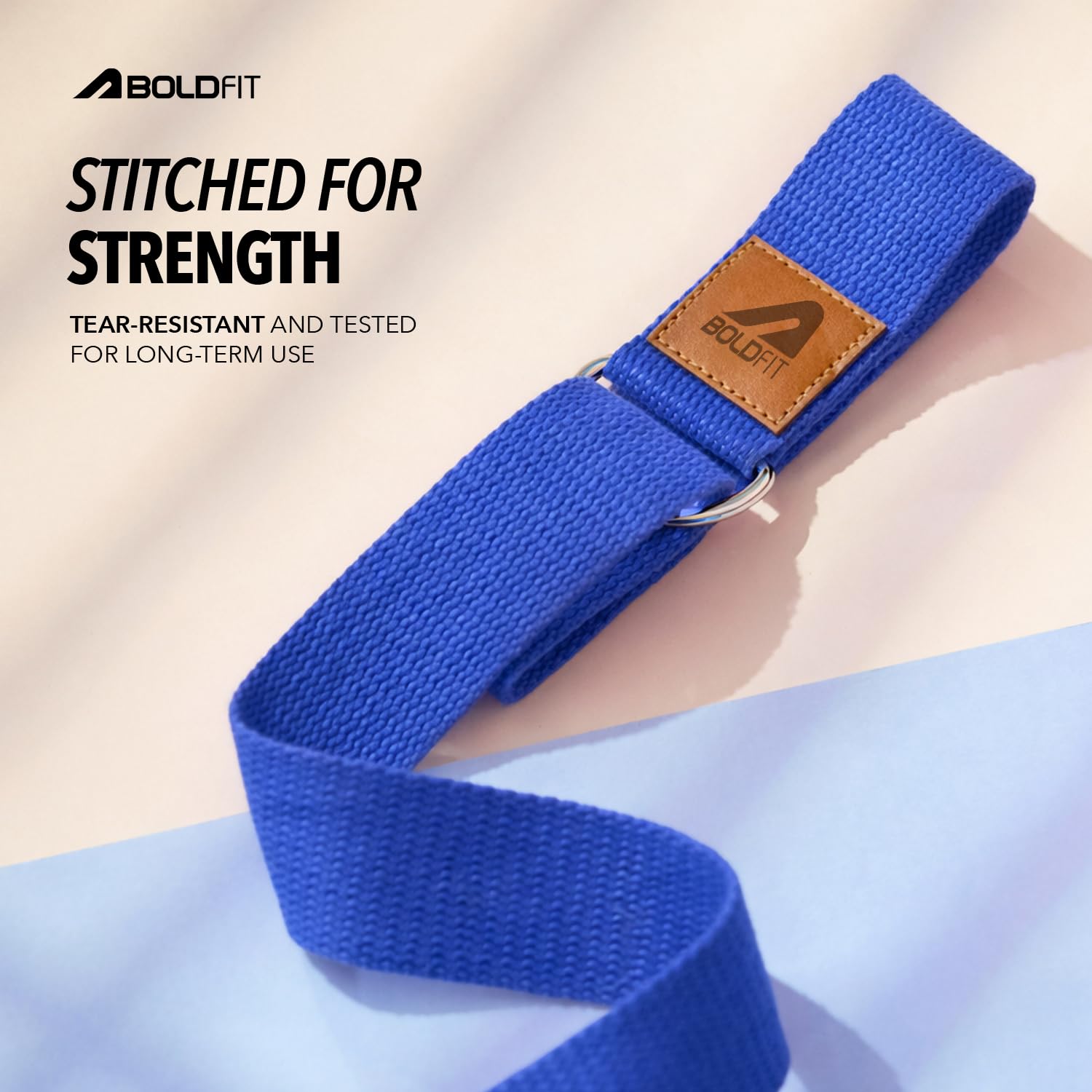 Boldfit Yoga Belt for Women and Men - Yoga Strap for Stretching with Extra Safe Adjustable D-Ring Buckle - Durable and Comfy Texture - Perfect for Your Yoga Session - 6 Feet, Blue 3