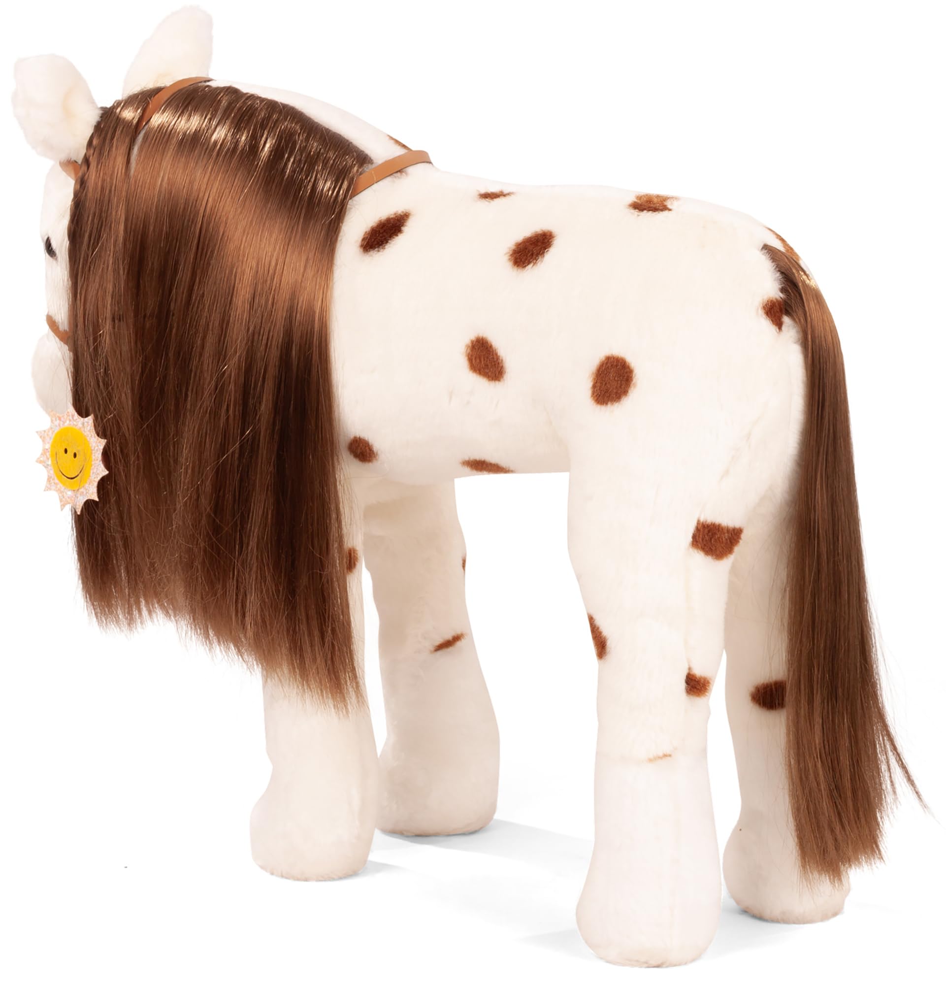 Götz 3403670 Dotty Kämmpferd mit Zaumzeug Haarspange Plüschpferd für Puppen | 3-tlg Pferd, Zubehör für Stehpuppen bis 50 cm, Mähne kämmbar, Zaumzeug, Höhe ca 50 cm, Stockmaß 37 cm, für Kinder ab 3 Jahren