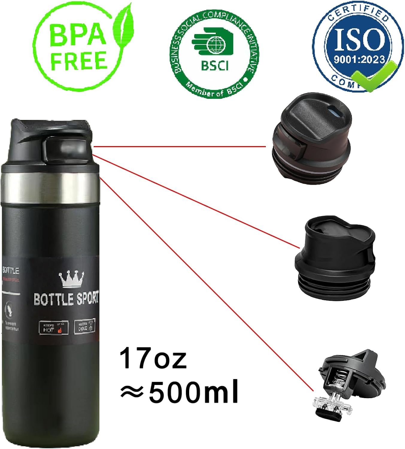 Stainle Trigger Action Travel Mug Stainle Cup 17oz Water Bottle Therm0s Travel Mug Cup Vacuum Coffee Tumbler Stainless Steel Coffee Mug Insulated Water Bottle For Hot And Cold
