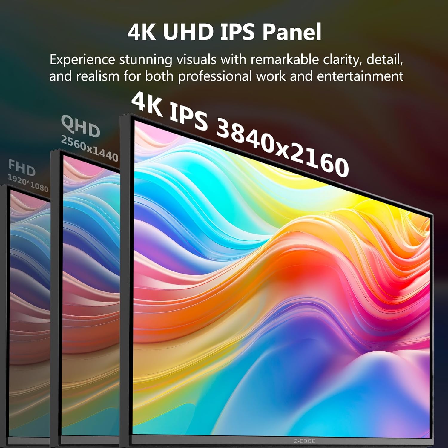 4K Monitor, Z-Edge 27 inch IPS Monitor, UHD 3840x2160 IPS Computer Monitor, 450 cd/m², 160Hz Refresh Rate, 1ms Response Time, G274K Ultra-Thin Bezel - Image 2