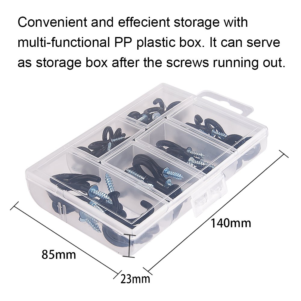 Suреr Bіg Clеаrаnсе! KUUQA Cup Hook Kit Black Vinyl Coated Ceiling Screw Mug Hooks, 70 Pieces, 6 Sizes