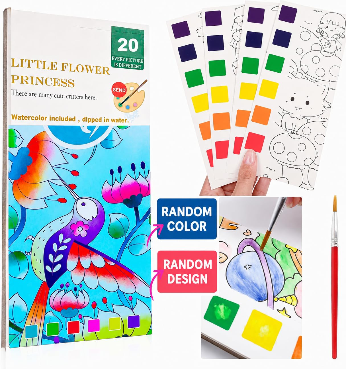 71kNFdddC5L._SL1295_ SHNMN Pocket Watercolor Book, Pocket Watercolor Painting Book, DIY Watercolor Painting with Paint marks with 1 Paint Pens for Kids Adult Beginners
