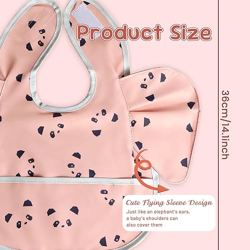 Miniatura 5 de 5 Pack Baby Feeding Bibs with Waterproof Food Catcher - Adjustable, Wipeable & Mess Proof for 0-5 Years