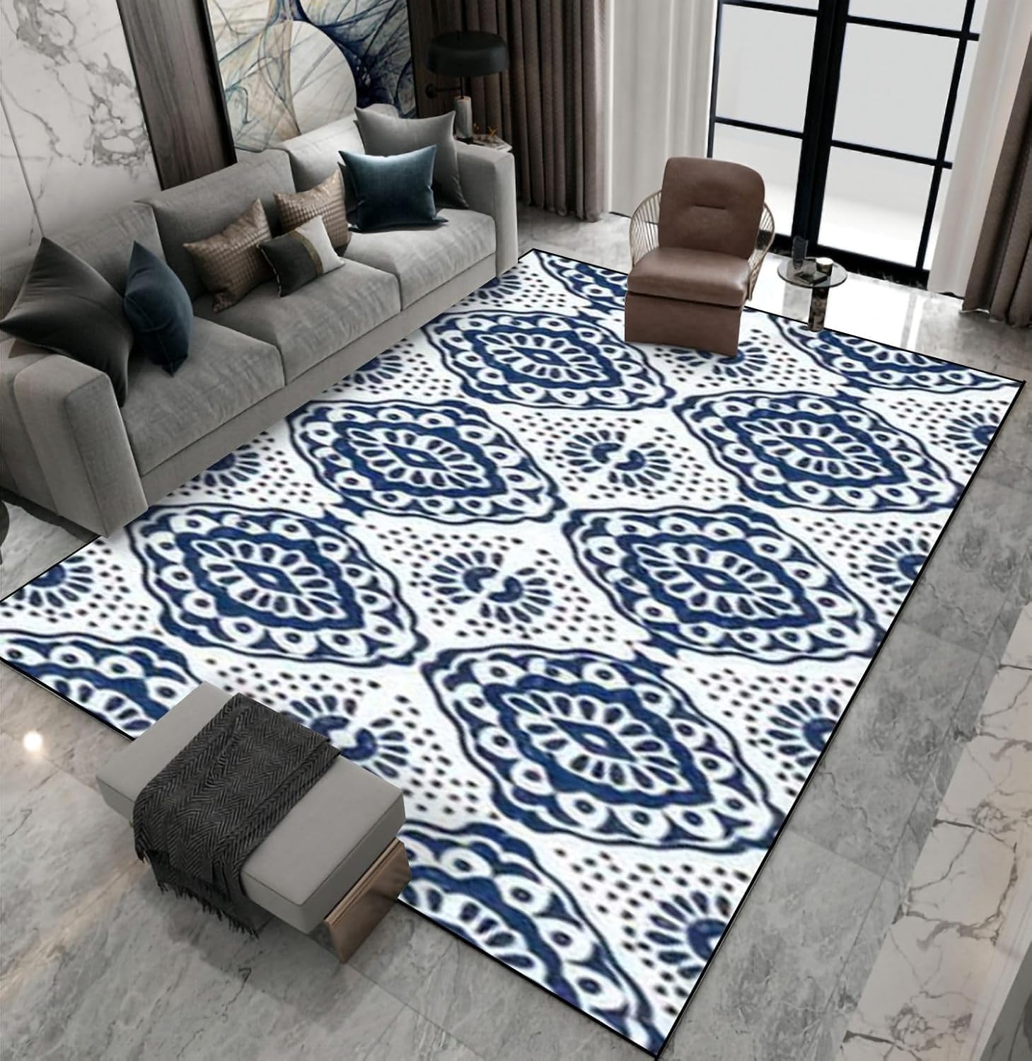 Tapis de salon floral rétro 120x160 cm pour créer un coin cosy unique