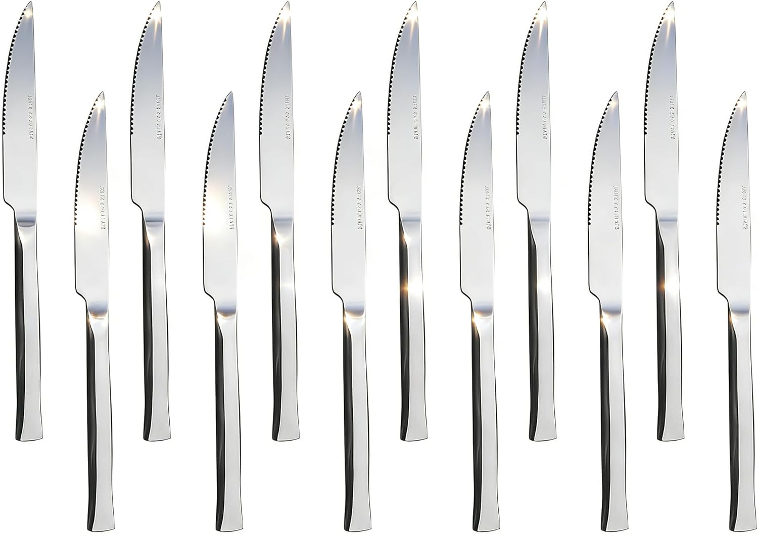 Stainless Steel Steak Knives Set of 12, Steak Knives Serrated Edge Sharp for Hotel Restaurant