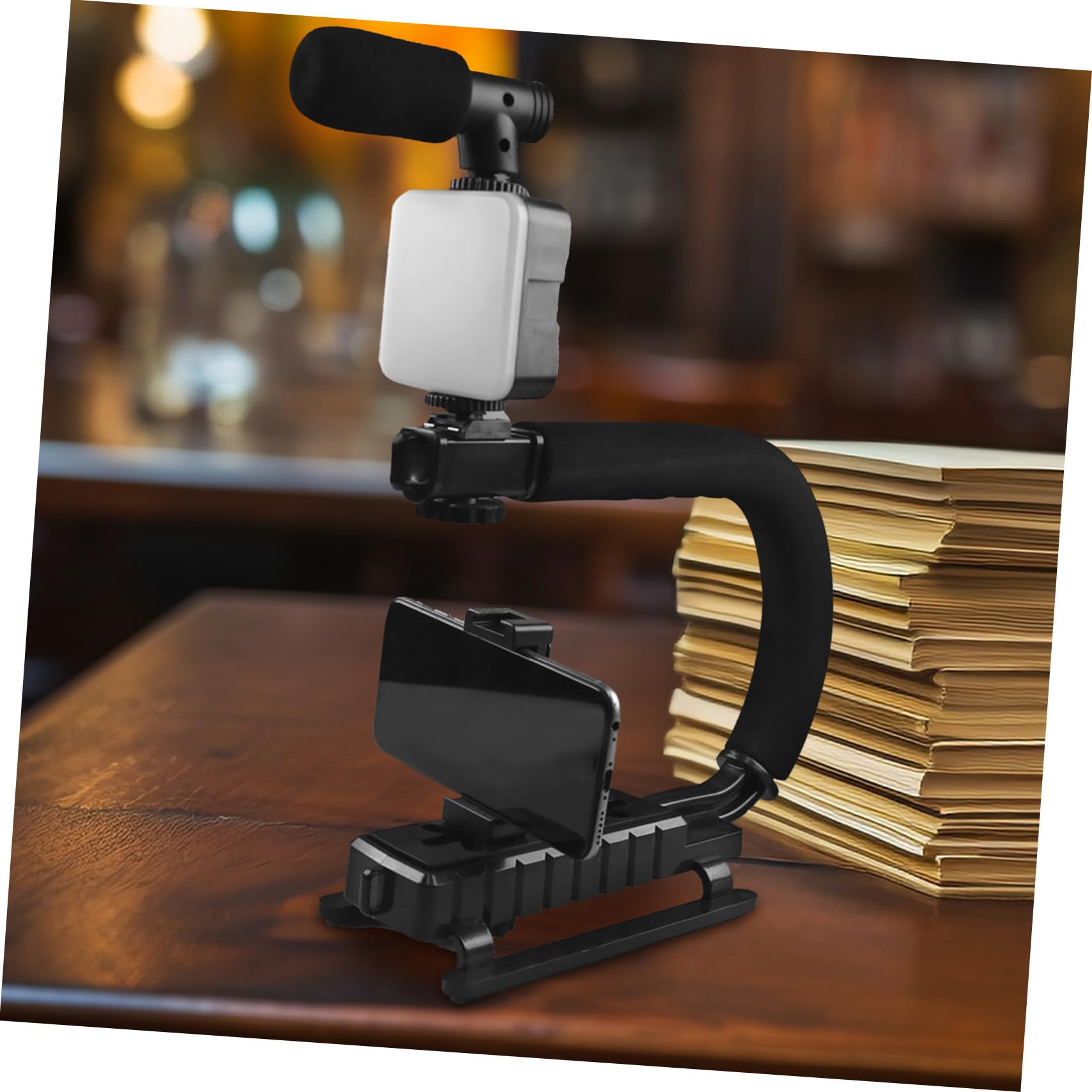 Stabilizzatore Camera a U Leggero in Lega di Alluminio Nero | Design Multifunzione, Impugnatura in Schiuma, per Dslr, Uso Viaggio e Outdoor