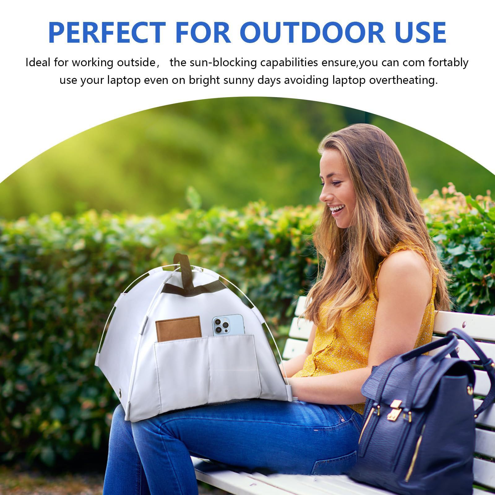 Toldo plegable para laptop, tela de poliéster impermeable, refugio para computadora, cubierta portátil para uso al aire libre, protector plegable para laptop