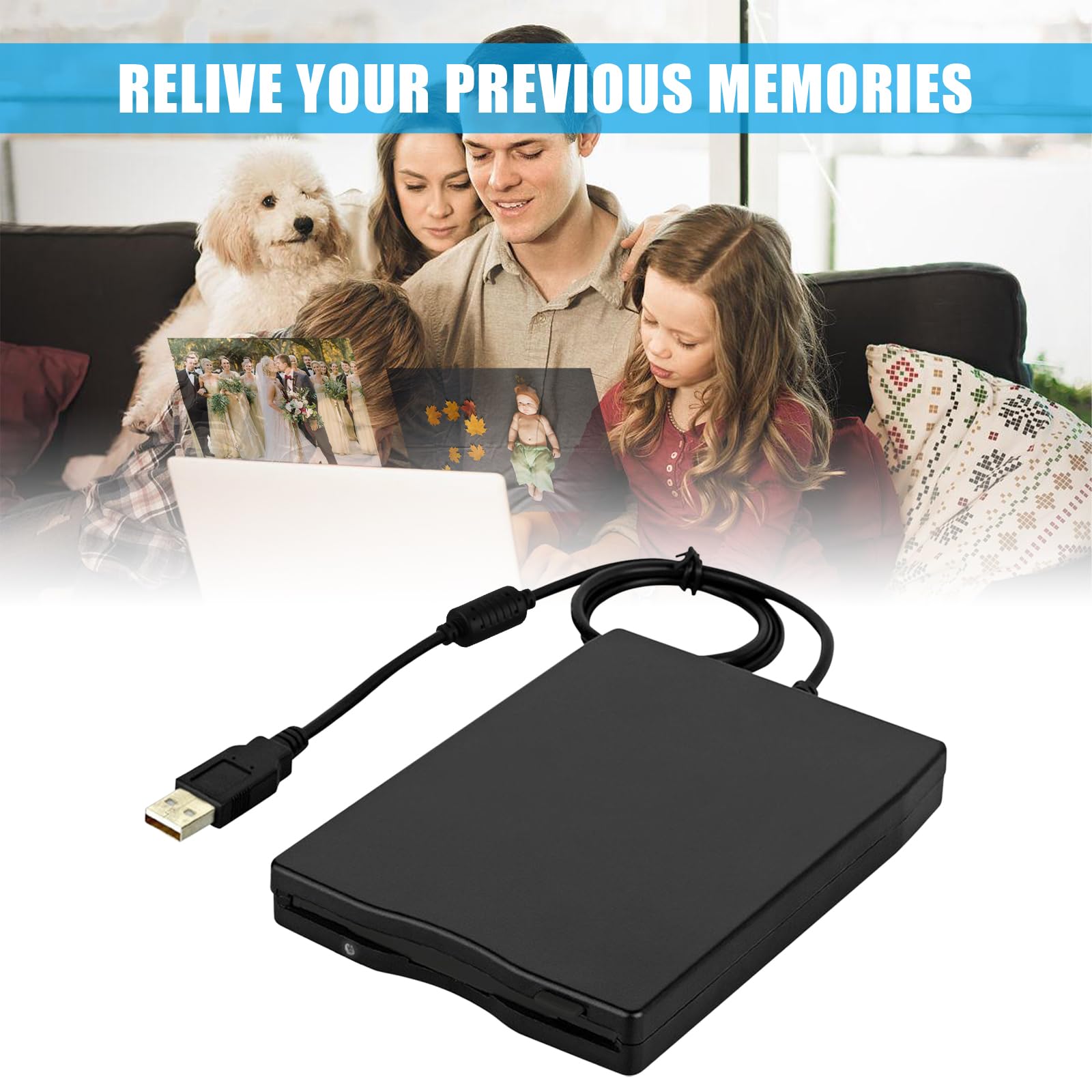 Lettore Floppy Esterno USB 3,5 Pollice Portatile, Unità Floppy Disk Drive Plug and Play per PC Mac Laptop e Notebook, Compatibile Windows 11 10 8 7 Vista XP