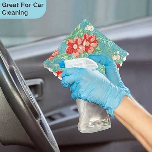 Miniatura 7 de Trapos de cocina reutilizables con diseño de rosas rojas, color verde azulado, paños de limpieza de microfibra de secado rápido para ventana de