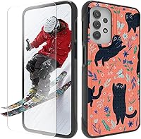 Vista 1 de Funda para Samsung Galaxy A13/A04/A04S/A23/A32 5G con protector de pantalla, parte trasera texturizada de policarbonato duro, diseño de flores