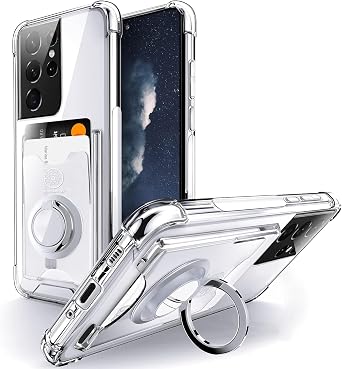 Shields Up for Samsung Galaxy S21 Ultra Case with Card Holder Stand, Clear