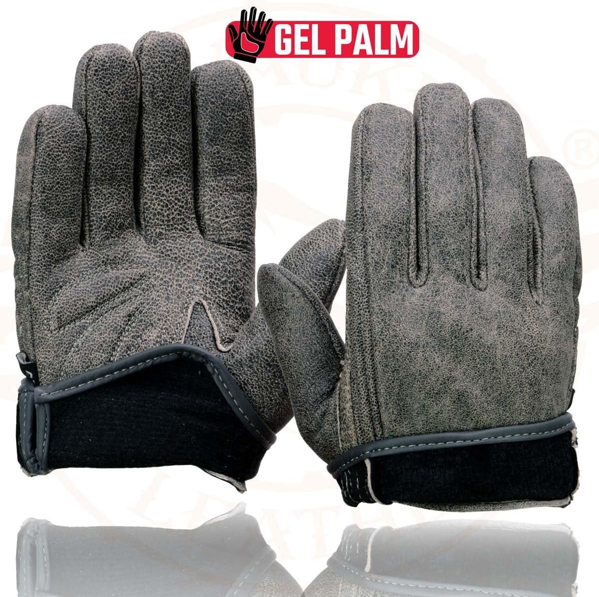 Milwaukee Leather MG7511 Men's Grey Leather Gel Padded Palm Short Wrist Motorcycle Hand Gloves W/ ‘Full Panel Cover’ - Image 7