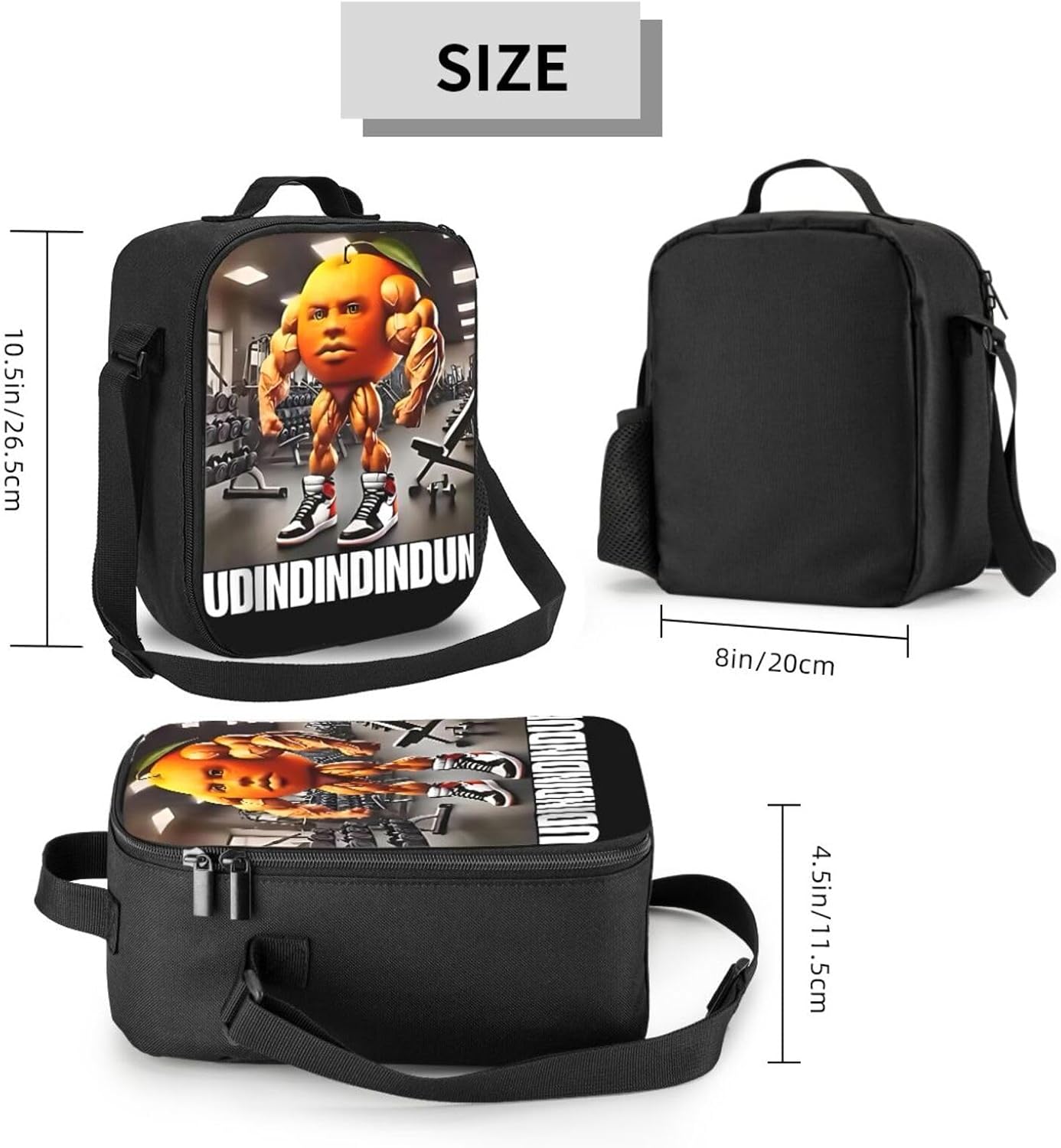 Dyale Novel Funny Udin Din Din Dun Tote Lunch Bag, Insulated Cooler Lunch Box, With Mesh Pocket Durable Bento Bag, Reusable Lunchbags