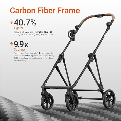 Miniatura 2 de MAMAZING Air Lux - Cochecito de bebé, marco de fibra de carbono resistente y solo 15.8 libras, cochecito infantil con moisés y portavasos, asiento