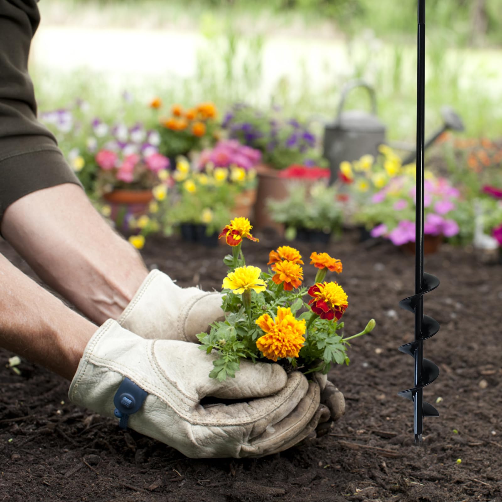 Erdbohrer Akkuschrauber, Gartenbohrer, Bodenbohrer, Erdbohrer für Bohrmaschine, Turboplanter, für Gartenpflanzung, Lockerung der Pflanzen, Feldaushub